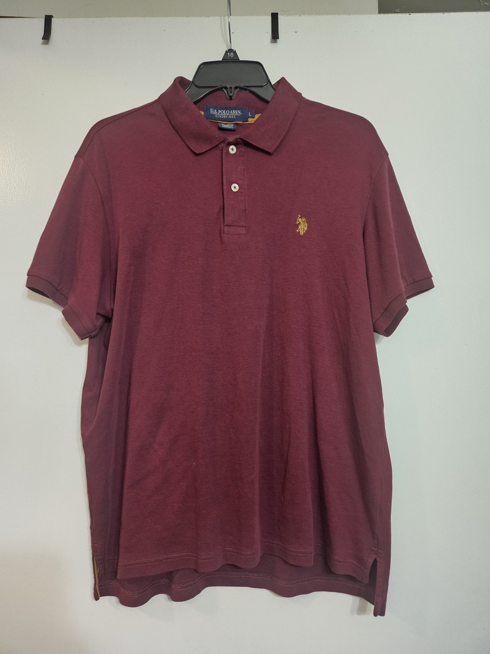 U.S. Polo Assn. Men's Maroon Polo with Gold Logo